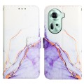 For OPPO Reno11 5G Global PT003 Marble Pattern Flip Leather Phone Case(White Purple)