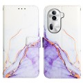 For OPPO Reno11 Pro 5G Global PT003 Marble Pattern Flip Leather Phone Case(White Purple)