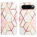 For Google Pixel 9 Pro PT003 Marble Pattern Flip Leather Phone Case(Pink White)