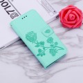 For iPhone 15 Pro Rose Embossed Flip PU Leather Phone Case(Green)