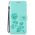 For iPhone 15 Pro Rose Embossed Flip PU Leather Phone Case(Green)