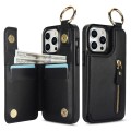 For iPhone 15 Pro Max Litchi Texture Zipper Double Buckle Card Bag Phone Case(Black)