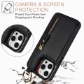 For iPhone 15 Pro Max Litchi Texture Zipper Double Buckle Card Bag Phone Case(Black)