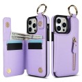 For iPhone 15 Pro Litchi Texture Zipper Double Buckle Card Bag Phone Case(Purple)