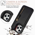 For iPhone 15 Pro Litchi Texture Zipper Double Buckle Card Bag Phone Case(Black)