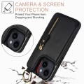 For iPhone 14 Plus Litchi Texture Zipper Double Buckle Card Bag Phone Case(Black)