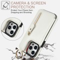 For iPhone 14 Pro Litchi Texture Zipper Double Buckle Card Bag Phone Case(White)