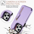 For iPhone 14 Pro Max Litchi Texture Zipper Double Buckle Card Bag Phone Case(Purple)