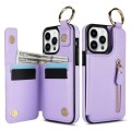 For iPhone 13 Pro Max Litchi Texture Zipper Double Buckle Card Bag Phone Case(Purple)
