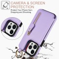 For iPhone 13 Pro Max Litchi Texture Zipper Double Buckle Card Bag Phone Case(Purple)