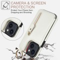 For iPhone 13 Litchi Texture Zipper Double Buckle Card Bag Phone Case(White)