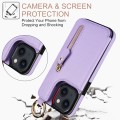 For iPhone 13 mini Litchi Texture Zipper Double Buckle Card Bag Phone Case(Purple)