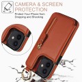 For iPhone 12 Litchi Texture Zipper Double Buckle Card Bag Phone Case(Brown)