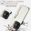 For iPhone 12 Litchi Texture Zipper Double Buckle Card Bag Phone Case(White)