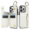 For iPhone 12 Pro Max Litchi Texture Zipper Double Buckle Card Bag Phone Case(White)