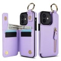 For iPhone 12 mini Litchi Texture Zipper Double Buckle Card Bag Phone Case(Purple)