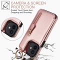 For iPhone 12 mini Litchi Texture Zipper Double Buckle Card Bag Phone Case(Rose Gold)