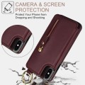 For iPhone XS Max Litchi Texture Zipper Double Buckle Card Bag Phone Case(Maroon Red)