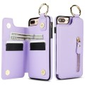 For iPhone 8 Plus / 7 Plus Litchi Texture Zipper Double Buckle Card Bag Phone Case(Purple)