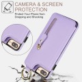 For iPhone 8 Plus / 7 Plus Litchi Texture Zipper Double Buckle Card Bag Phone Case(Purple)