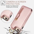 For iPhone 8 Plus / 7 Plus Litchi Texture Zipper Double Buckle Card Bag Phone Case(Rose Gold)