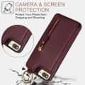 For iPhone 8 Plus / 7 Plus Litchi Texture Zipper Double Buckle Card Bag Phone Case(Maroon Red)