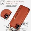 For iPhone XS / X Litchi Texture Zipper Double Buckle Card Bag Phone Case(Brown)