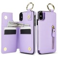 For iPhone XS / X Litchi Texture Zipper Double Buckle Card Bag Phone Case(Purple)