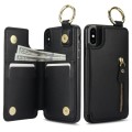 For iPhone XS / X Litchi Texture Zipper Double Buckle Card Bag Phone Case(Black)
