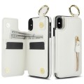 For iPhone XS / X Litchi Texture Zipper Double Buckle Card Bag Phone Case(White)