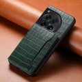 For OnePlus 12 Crocodile Texture Card Bag Design Full Coverage Phone Case(Green)