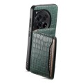 For OnePlus 12 Crocodile Texture Card Bag Design Full Coverage Phone Case(Green)