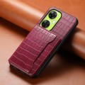 For OnePlus Nord CE 3 Lite Crocodile Texture Card Bag Design Full Coverage Phone Case(Red)