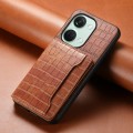 For OnePlus Ace 2V Crocodile Texture Card Bag Design Full Coverage Phone Case(Brown)