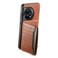 For OnePlus Ace 2 Crocodile Texture Card Bag Design Full Coverage Phone Case(Brown)