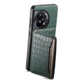 For OnePlus Ace 2 Crocodile Texture Card Bag Design Full Coverage Phone Case(Green)