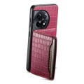 For OnePlus Ace 2 Crocodile Texture Card Bag Design Full Coverage Phone Case(Red)