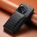 For OnePlus 11 Crocodile Texture Card Bag Design Full Coverage Phone Case(Black)