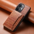For OPPO K11 Crocodile Texture Card Bag Design Full Coverage Phone Case(Brown)