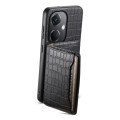 For OPPO K11 Crocodile Texture Card Bag Design Full Coverage Phone Case(Black)