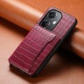 For OPPO K11 Crocodile Texture Card Bag Design Full Coverage Phone Case(Red)