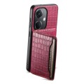 For OPPO K11 Crocodile Texture Card Bag Design Full Coverage Phone Case(Red)