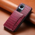 For OPPO Reno10 5G Global Crocodile Texture Card Bag Design Full Coverage Phone Case(Red)