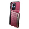 For OPPO Reno10 5G Global Crocodile Texture Card Bag Design Full Coverage Phone Case(Red)