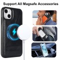 For iPhone 15 Retro Leather Invisible Stand MagSafe Phone Case(Black)