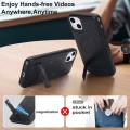 For iPhone 15 Retro Leather Invisible Stand MagSafe Phone Case(Black)
