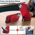 For iPhone 15 Retro Leather Invisible Stand MagSafe Phone Case(Red)