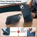 For iPhone 15 Retro Leather Invisible Stand MagSafe Phone Case(Blue)