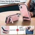 For iPhone 15 Retro Leather Invisible Stand MagSafe Phone Case(Rose Gold)