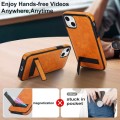 For iPhone 15 Retro Leather Invisible Stand MagSafe Phone Case(Yellow)